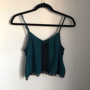 Teal and Black Lace Crop Top